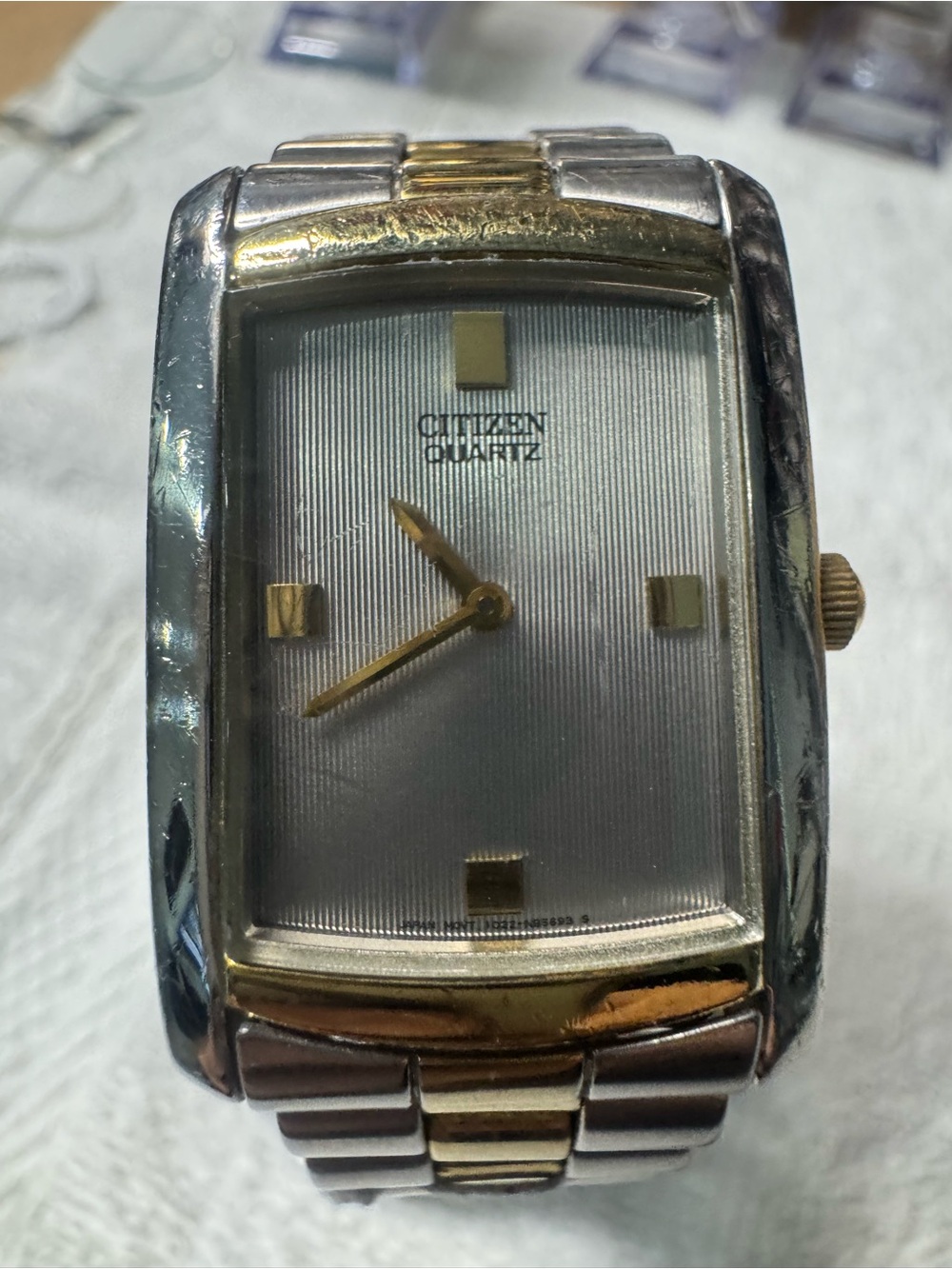 Citizen Two-Tone Silver and Gold Rectangular Dial Watch